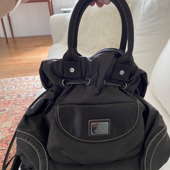 Lancel drawstring handbag nylon and leather brown - Picture 4 of 11